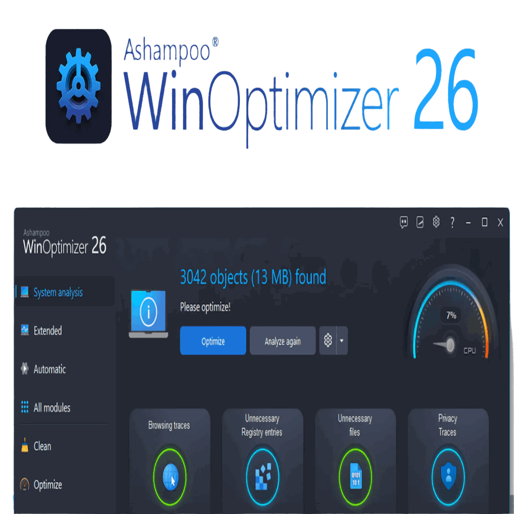 Ashampoo WinOptimizer 26 – Powerful software to clean, optimize, and secure your Windows PC.