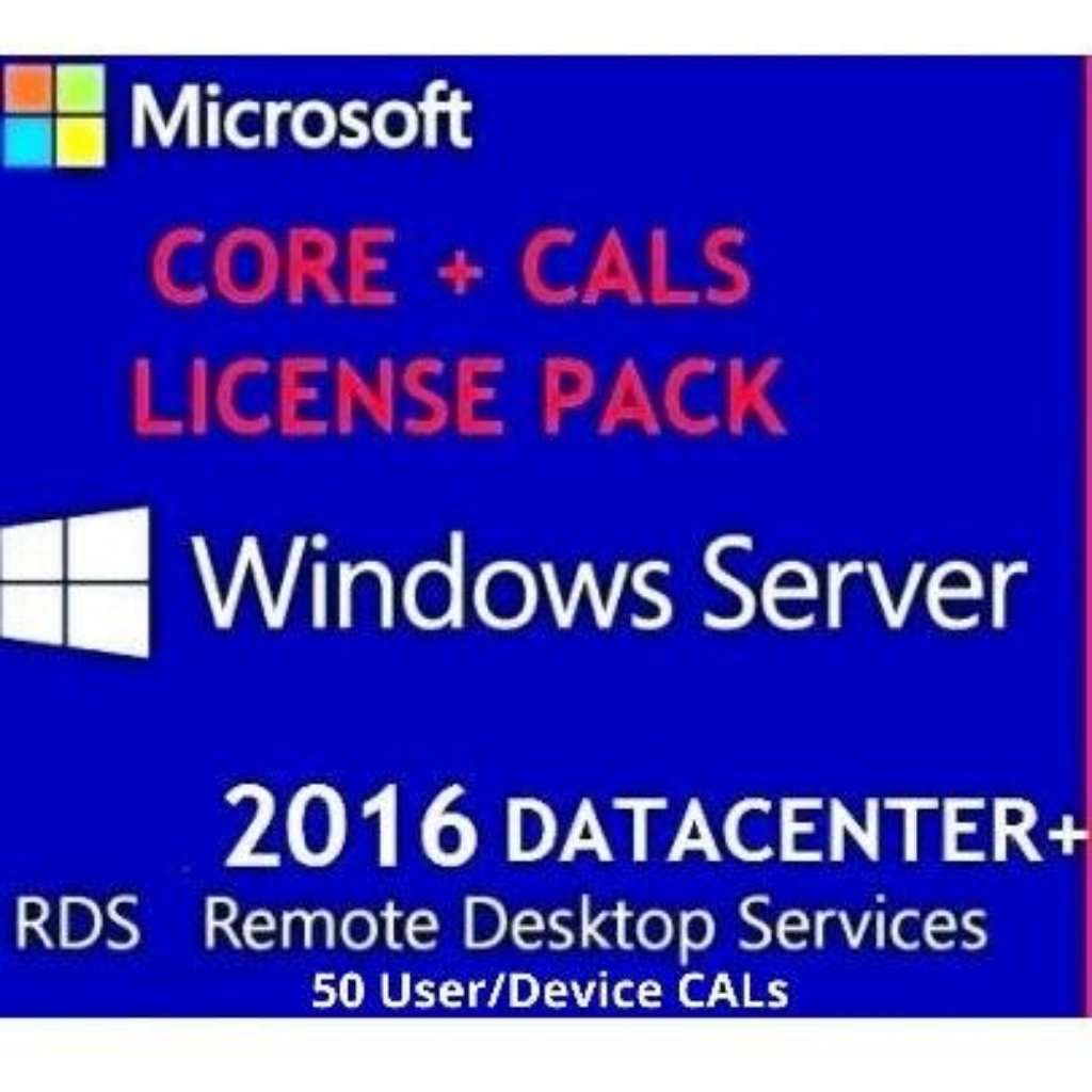 Windows Server 2016 Datacenter with 50 User CALs and 50 Device CALs – Enterprise-grade server solution for secure and scalable management.