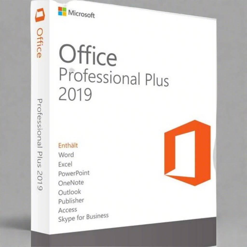 Microsoft Office 2019 Professional Plus software box for 5 PCs.