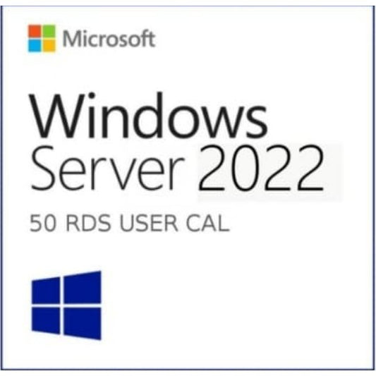 Windows Server 2022 RDS 50 User CALs License – Remote Desktop Services for 50 users.