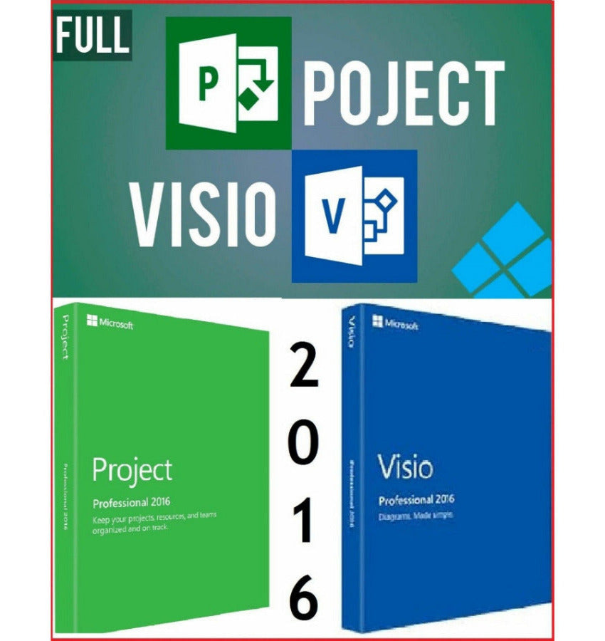 Visio 2016 Pro Plus (5PC) + Project 2016 Pro Plus (5PC) - Software shop store