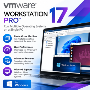 VMware Workstation 17 Pro for Windows running multiple virtual machines with Windows and Linux