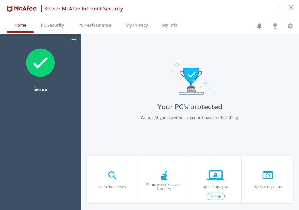 McAfee Internet Security antivirus scanning and web protection