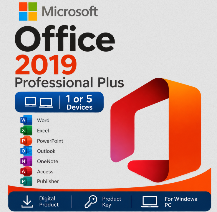 Office 2019 Professional Plus for Windows 1 PC or 5 PCs