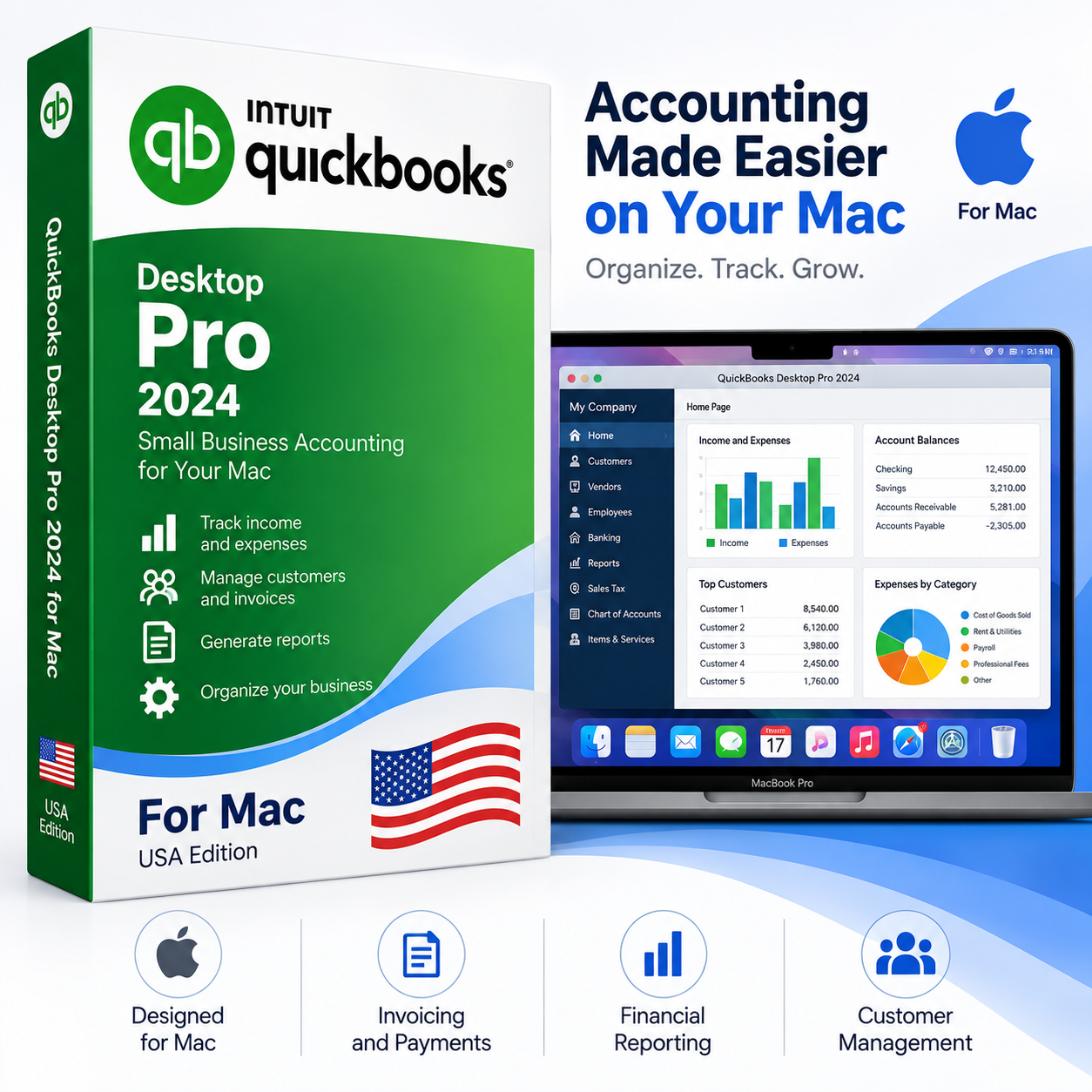 QuickBooks Desktop Pro 2024 for Mac USA Edition accounting software